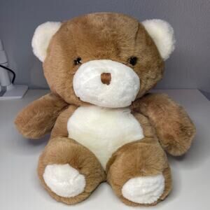 Vintage Yang Jee Teddy Bear Plush Dark Brown Tan White 14” Stuffed Animal